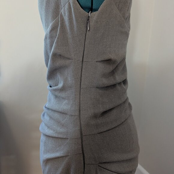 Grey Draped Business Casual Dress - Picture 6 of 7